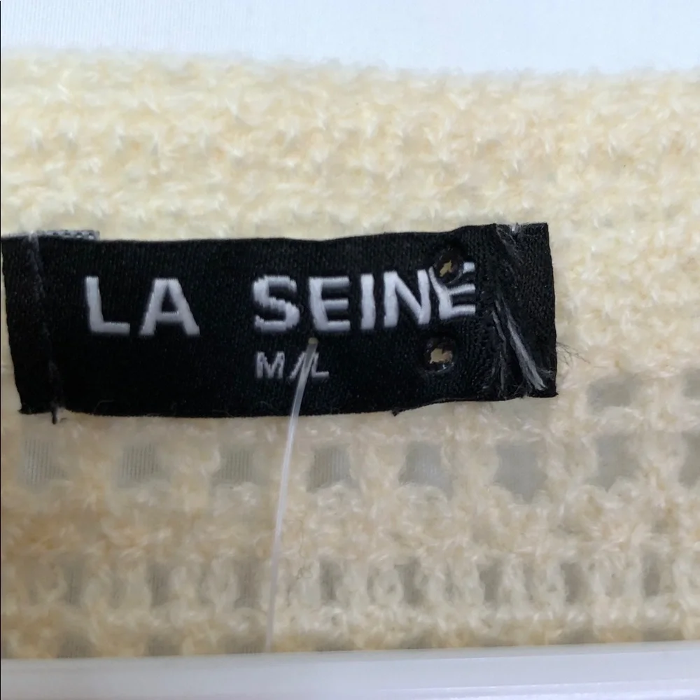 LA SEINE Black and Cream Crochet Vest  Size M/L